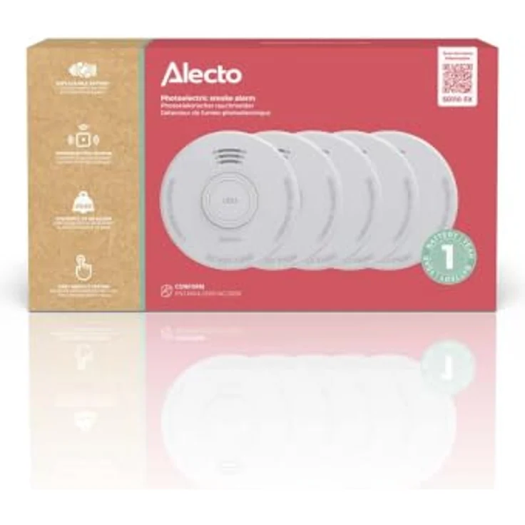 Alecto SD110, 5X Rauchwarnmelder batteriebetrieben mit fotoelektrischem Sensor, 85 dB Alarm, 10 Jahre Lebensdauer, 101 mm x 36 mm – Bild 7