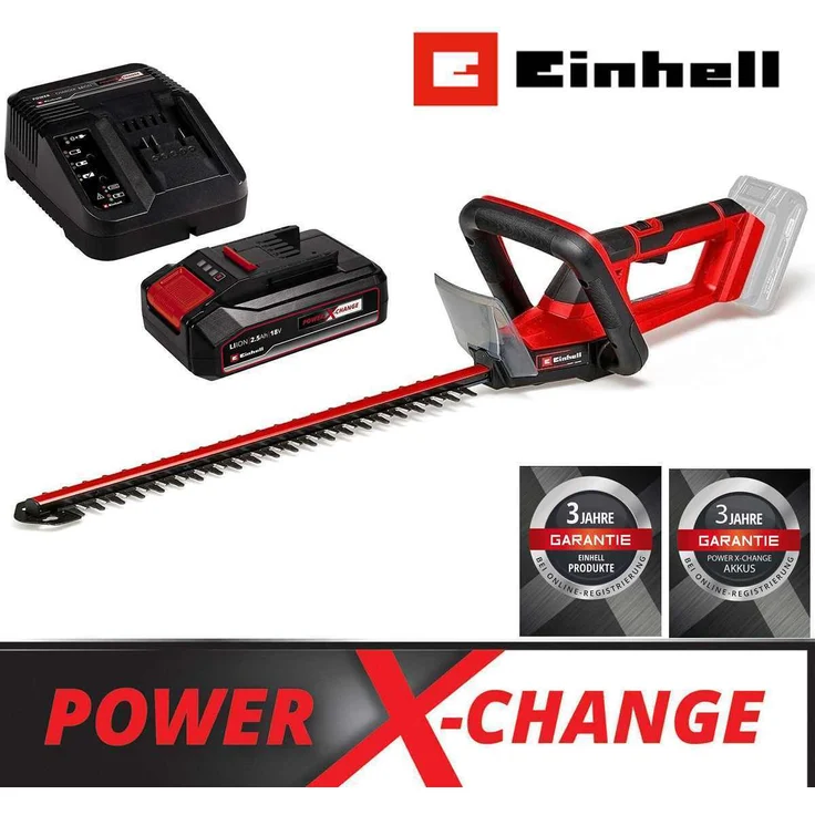 Einhell Akku-Heckenschere GC-CH 18/40 Li 18 V, mit Akku 2,5 Ah + Ladegerät, leicht und handlich, 40 cm Schnittlänge, grün