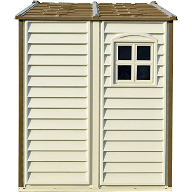 Duramax StoreAll 8 x 6 (3.85 m²) Kunststoff gerätehaus mit 1 festen Fenster und Metallfundamentset, Gerätehaus, robuste, feuerfeste und wartungsfreie Dachstruktur aus Metall - Ivory/Brown – Bild 3