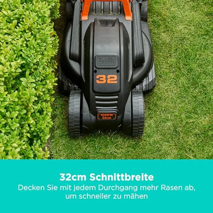 BLACK+DECKER Rasenmäher BEMW351, 32cm, schwarz-orange, 1.000 Watt – Bild 5