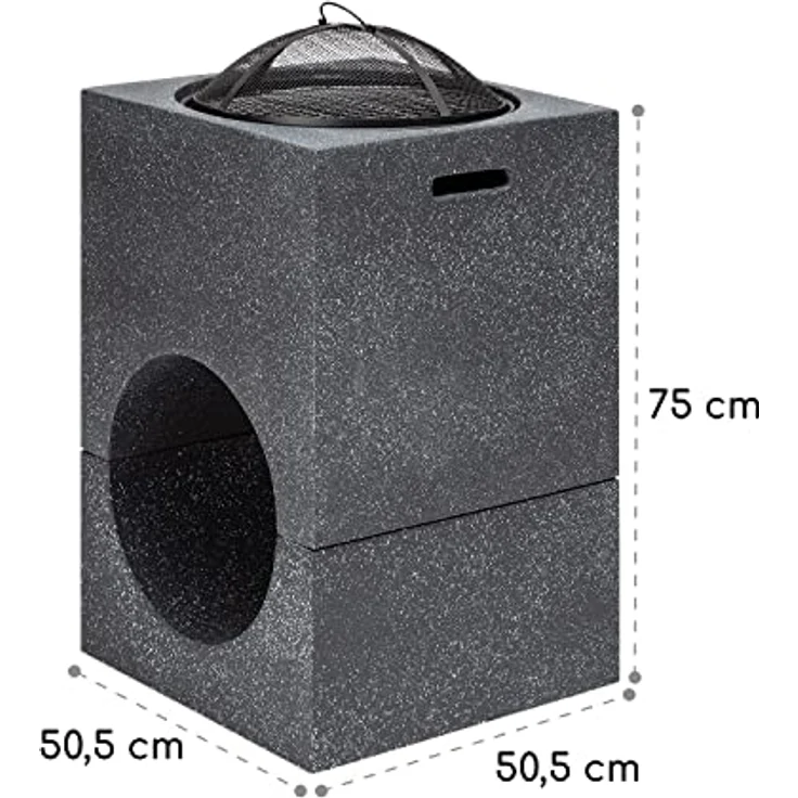 Blumfeldt Feuerschale, Tragbare Feuerstelle  Outdoor mit Grillrost & Holzlagerfach, Sichere  Stahlschale, 50 x 75 x 50 cm – Bild 2