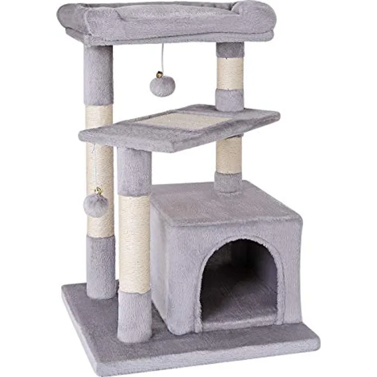 lionto Kratzbaum Kletterbaum Katzenkratzbaum Katzenbaum Höhe 75 cm, hellgrau