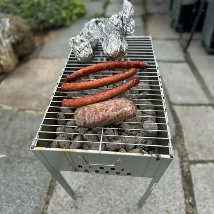 Grillpaul Mangal Spießgrill, Schaschlik Standgrill 50x30x50cm inkl. 6 Edelstahl Spieße, robust und langlebig, schwarz – Bild 4