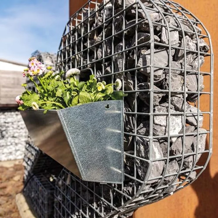Bellissa Pflanzkasten Origami L, silber, verzinkter Stahl, 104 cm, 20 l Füllmenge, mobiler Pflanzkübel für Gabionen und Doppelstabmatten – Bild 5