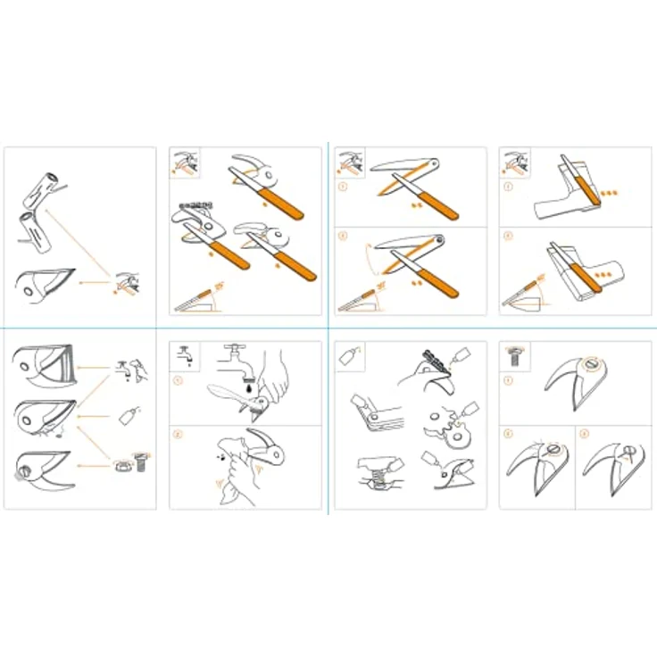Fiskars Pflegeset für Gartenschneidgeräte, mit Diamantfeile, Öl und Pflegeanleitung, Schwarz/Orange – Bild 5