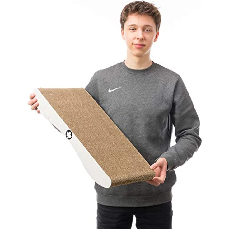 CanadianCat Company | Kratzkarton Comet L | 60 x 29 x 7 cm | Kratzmöbel, Kratzbrett | XL Qualitäts-Pappe +Katzenminze | weiß Holzoptik – Bild 3