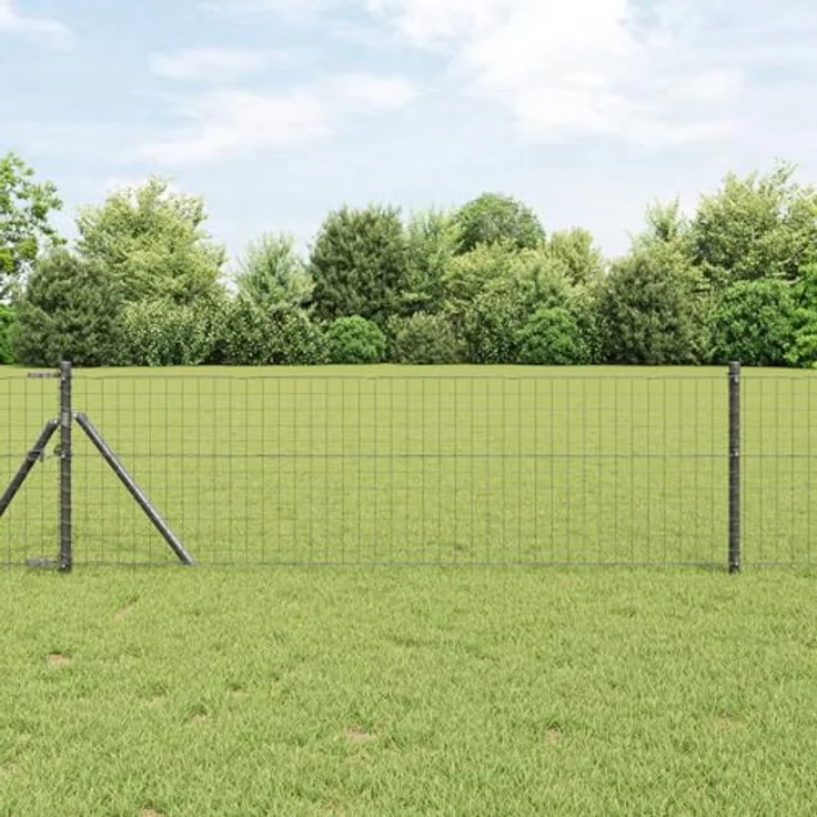 vidaXL Zaunpfosten 7 Stück, zylindrisch, grau, Ø32 mm, 120 cm, galvanisierter Stahl – Bild 2