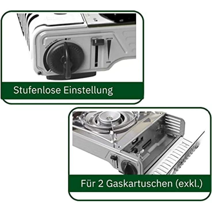 BRUNNER Gaskocher Outdoor DEVIL 2-Flammig mit Grillplatte und Piezozündung - Antihaft, ideal zum Kochen und Grillen für Unterwegs – Bild 4