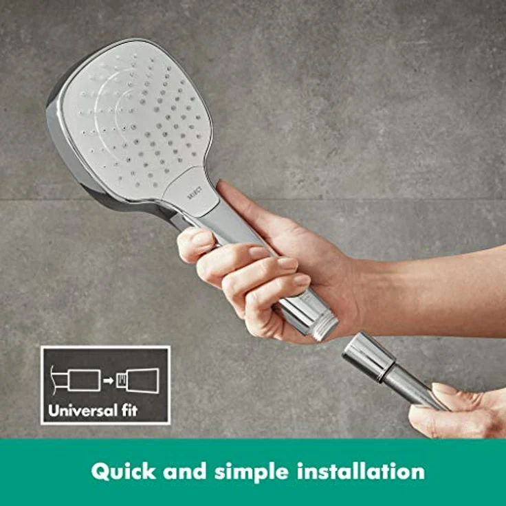 hansgrohe Handbrause Croma Select E, Duschkopf mit 3 Strahlarten, Duschbrause, Antikalk-Funktion, Weiß/Chrom – Bild 4