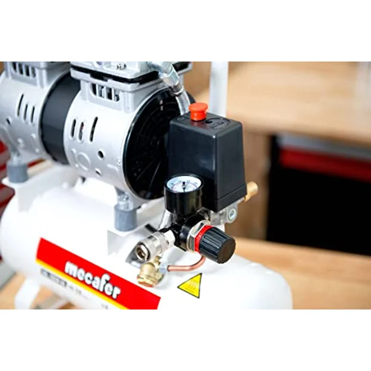 MECAFER Silent Kompressor 425513, 6L, 0,5PS, wartungsfrei, grau, Geräuschpegel 59 dB(A) – Bild 7