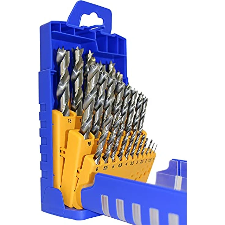 Fisch HSS Holzspiralbohrer Set 25-tlg. mit Ø 1-13 mm, robust und präzise für Holz und Kunststoff – Bild 2