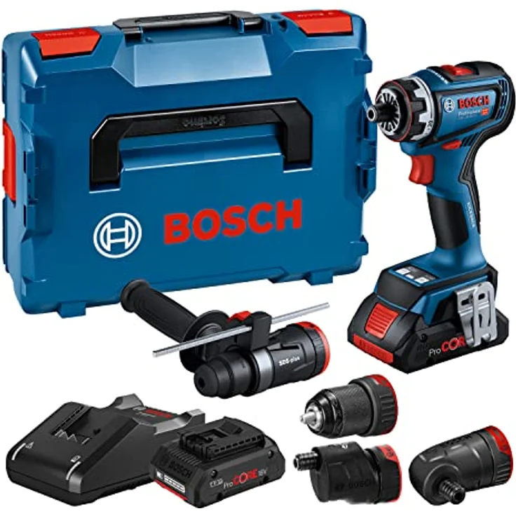 Bosch Professional 18V System Akku-Schrauber GSR 18V-90 FC FlexiClick System, hartes Drehmoment von 64 Nm, bürstenloser Motor, 2 Gänge,Inklusive 2x Akku 4,0Ah ProCORE, Ladegerät – Bild 1