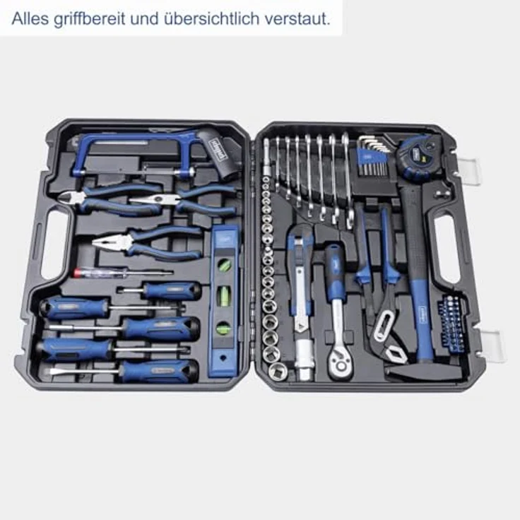 Scheppach Werkzeugkoffer WZK120 97-teilig, Chrom-Vanadium-Stahl, gummierte Griffe mit Soft Grip – Bild 2