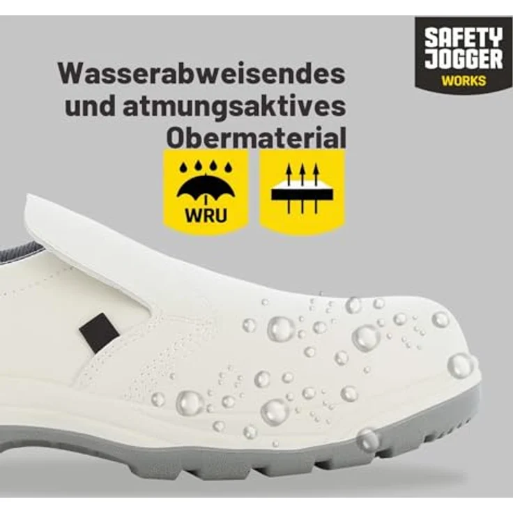 Safety Jogger X0500 Sicherheitsschuhe, Kochschuhe aus Leder, wasserabweisend, S2, zum Reinschlüpfen, Weiß, Gr. 41 – Bild 4