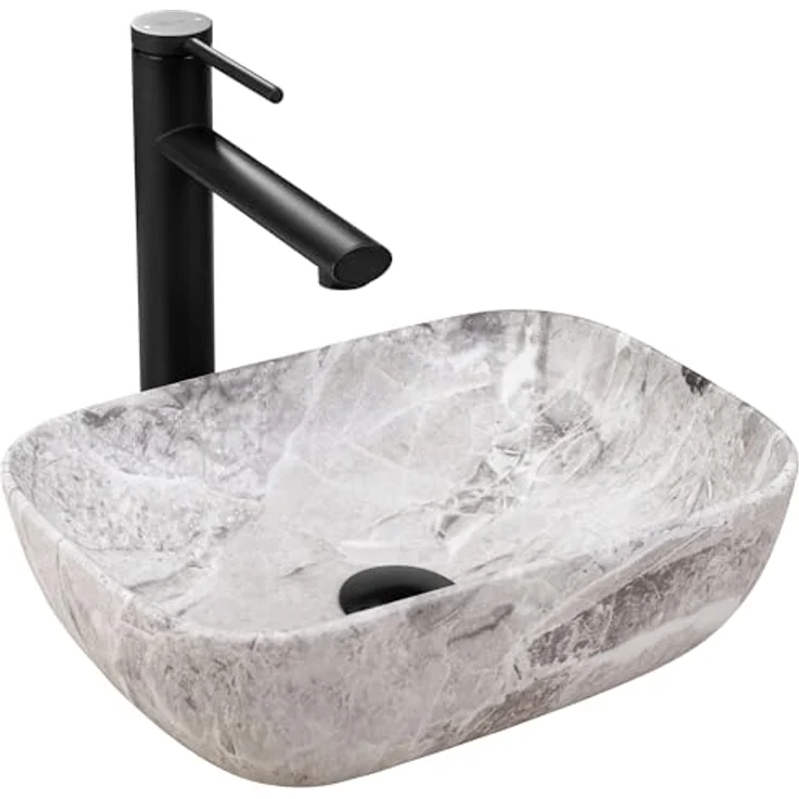 Rea Aufsatzwaschbecken Belinda mini stone matt Keramik Waschtisch 25,5 x 37 x 11,5 cm (Steinimitation) – Bild 1