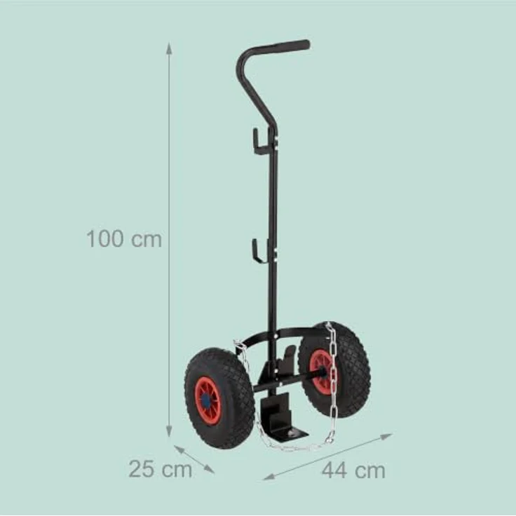 relaxdays Sackkarre Transportwagen für Gasflaschen, schwarz, mit Sicherungskette und Schlauchhaken, Traglast 15 kg – Bild 4