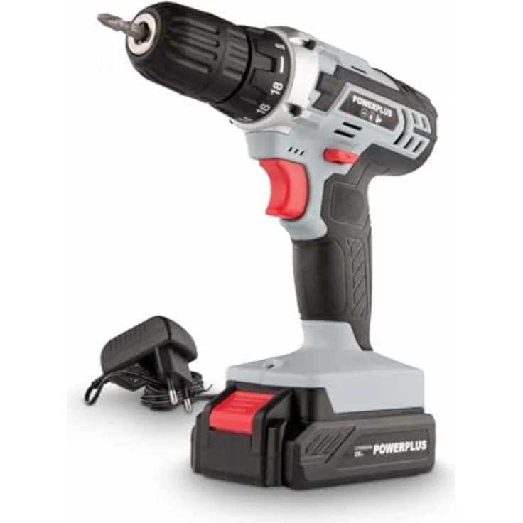 Powerplus Powc1051, 12V Elektrischer Schraubendreher mit 18 Drehmoment-Einstellungen, integrierter LED-Beleuchtung, Silber – Bild 1