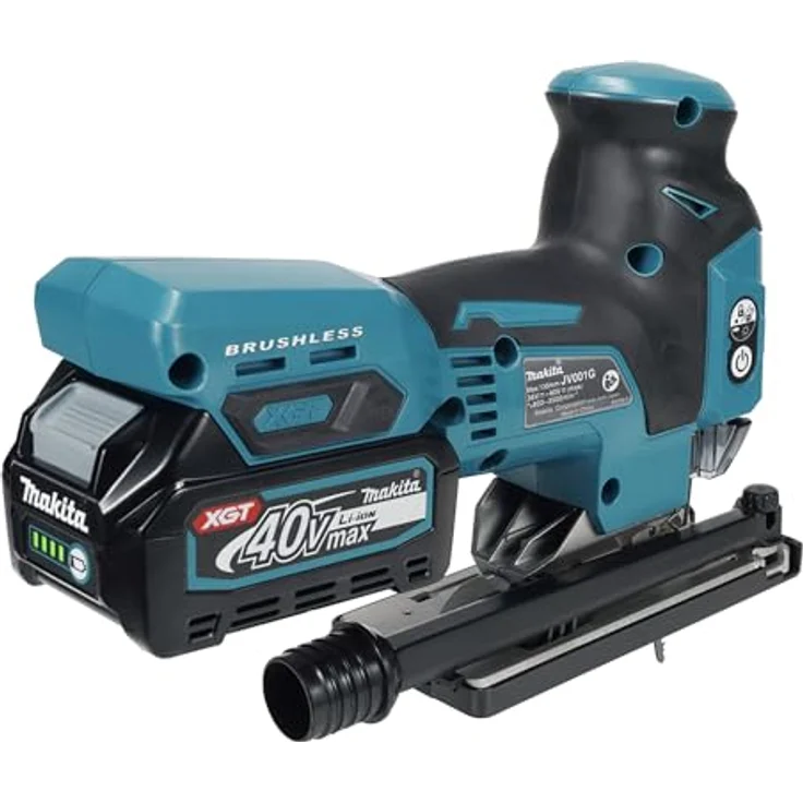 Makita JV001GD201 40 V Max Li-Ion XGT Brushless Stichsäge, 2 x 2,5 Ah Akkus, Ladegerät, im Makpac-Koffer, Bajonett-Schaft, Zwangsstaubabholung, max. Schnittleistung: Holz 135 mm, Stahl 10 mm, Aluminium 20 mm – Bild 5
