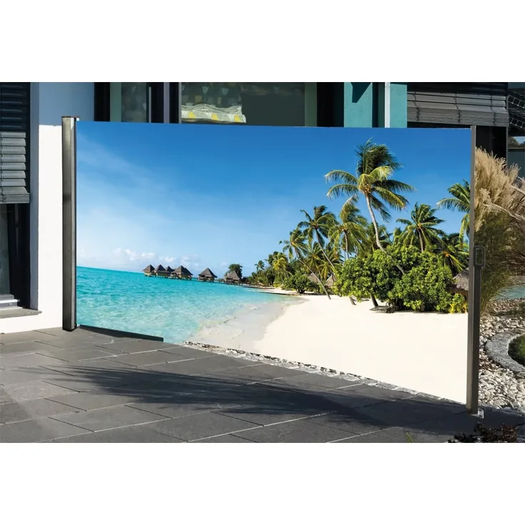 Westerholt Seitenmarkise ausziehbar rechts, 160 cm hoch, Seitenrollo mit Fotodruck Südsee