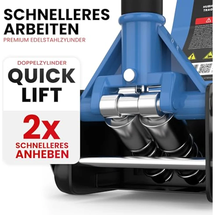 GENTOR Wagenheber 3T Ultra Flach, hydraulischer Rangierwagenheber für PKW & SUV, hellblau, 75 mm Unterfahrhöhe, 505 mm Hubhöhe, Doppelzylinder-Quicklift – Bild 3