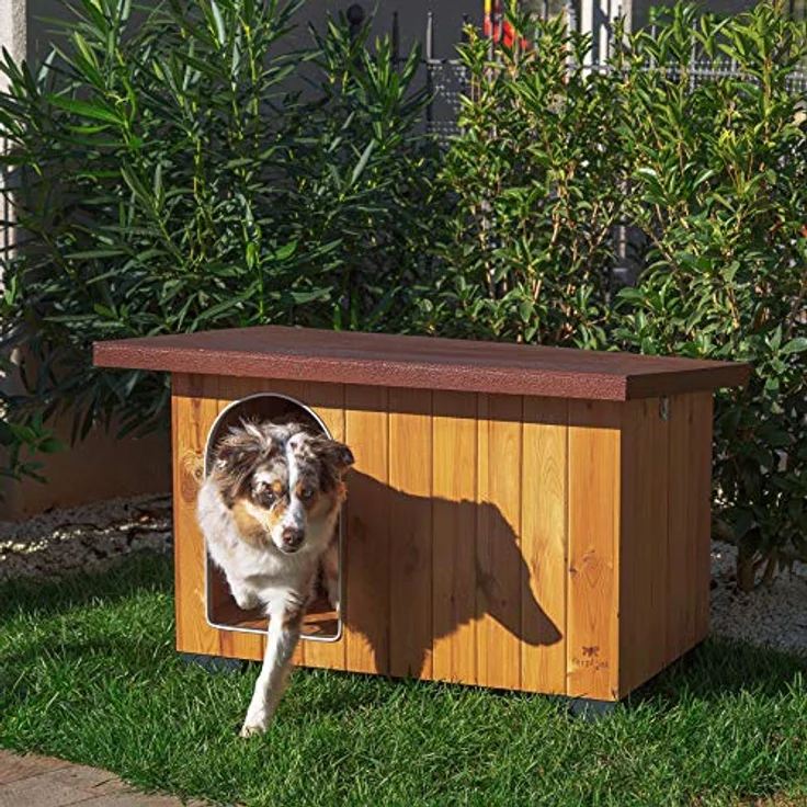 Ferplast Hundehütte große Hunde BAITA 80 aus FSC-Holz, Hundehaus Outdoor Wetterfest, Isolierende Kunststofffüße, Tür mit Bissschutzkante aus Aluminium, 96 x 65 x h 66 cm. – Bild 3