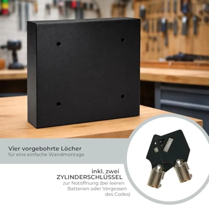 HMF Schlüsseltresor 30 Haken, elektronischer Schlüsselsafe mit Zahlencode und robuster Stahl-Tür, 30 x 28 x 10 cm, schwarz – Bild 4