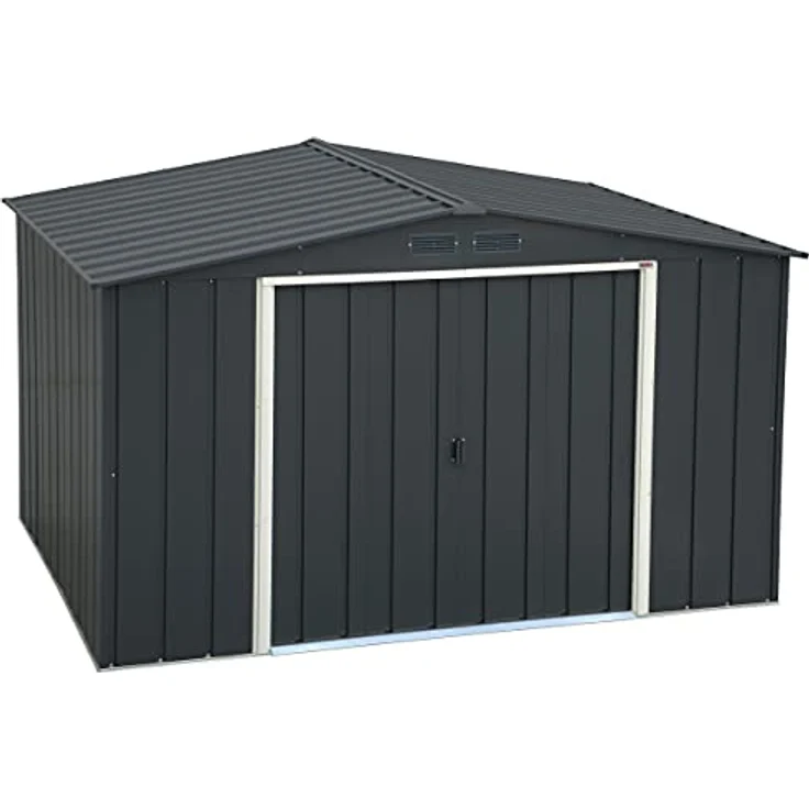Duramax ECO 10 x 8 (7.28 m²) Metallgerätehaus, feuerverzinktes Metall gerätehaus - Geräteschuppen, verstärkte Dachkonstruktion, wartungsfreier und wetterfester Metallschuppen, Anthrazit – Bild 1
