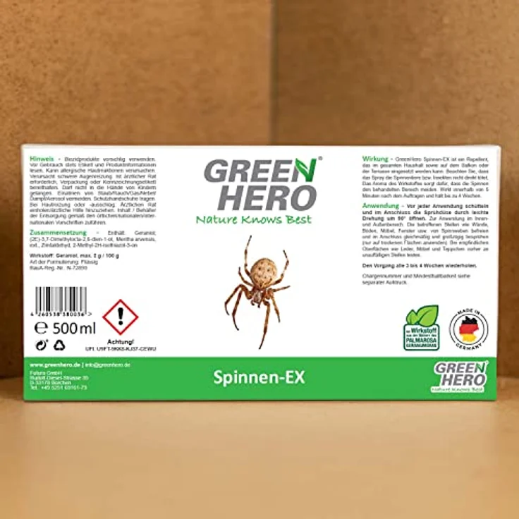 Green Hero Spinnen-Ex Spray zur Spinnenbekämpfung 500ml, Fernhaltemittel gegen Spinnen, Vertreibungsmittel, Innen und Außen, langfristige Spinnenabwehr, – Bild 5