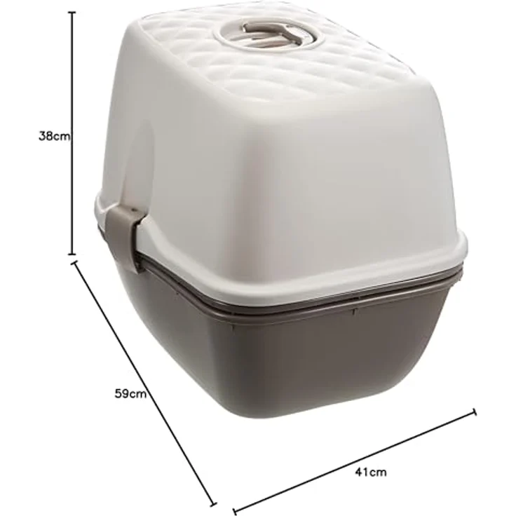 TRIXIE 40162 Katzentoilette Berto Top, mit Haube, Trennsystem, 39 × 42 × 59 cm, Taupe/helltaup – Bild 5
