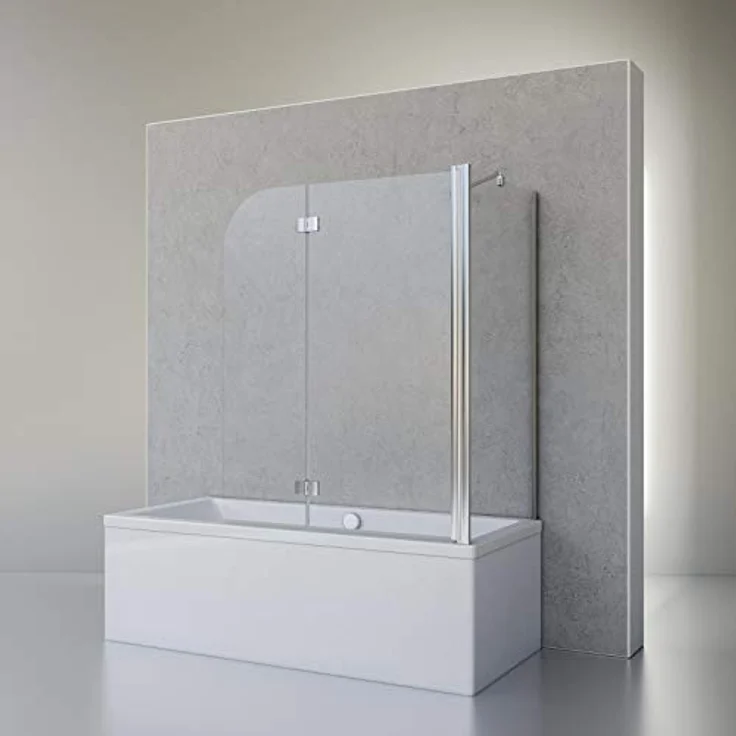 Duschabtrennung für Badewanne Angle, 2-teilig mit Seitenwand, Profilfarbe Chromoptik, 5 mm Sicherheitglas (ESG) Klar hell, Faltwand: 112 x 142 cm, – Bild 3