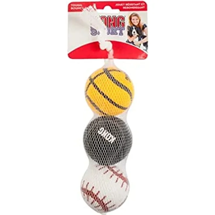 KONG – Sport Balls – Premium-Hundespielzeug, Quietschende Tennisbälle, Zahnschonend (Farbvar.) – Für Mittelgroße Hunde
