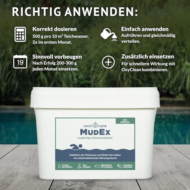 swimcare Teichpflege MudEx, Langfristige Schlammreduktion, 10 kg Eimer, 100% natürlich & unschädlich – Bild 5