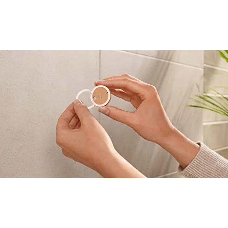 tesa MOON BLACK WC-Garnitur, Set mit Halter & WC-Bürste, matt schwarz, satiniertes Glas - für Bäder im Industrial Style und moderne Badezimmer - bohrfrei, inkl. Klebelösung - 379 mm x 112 mm x 145 mm – Bild 5