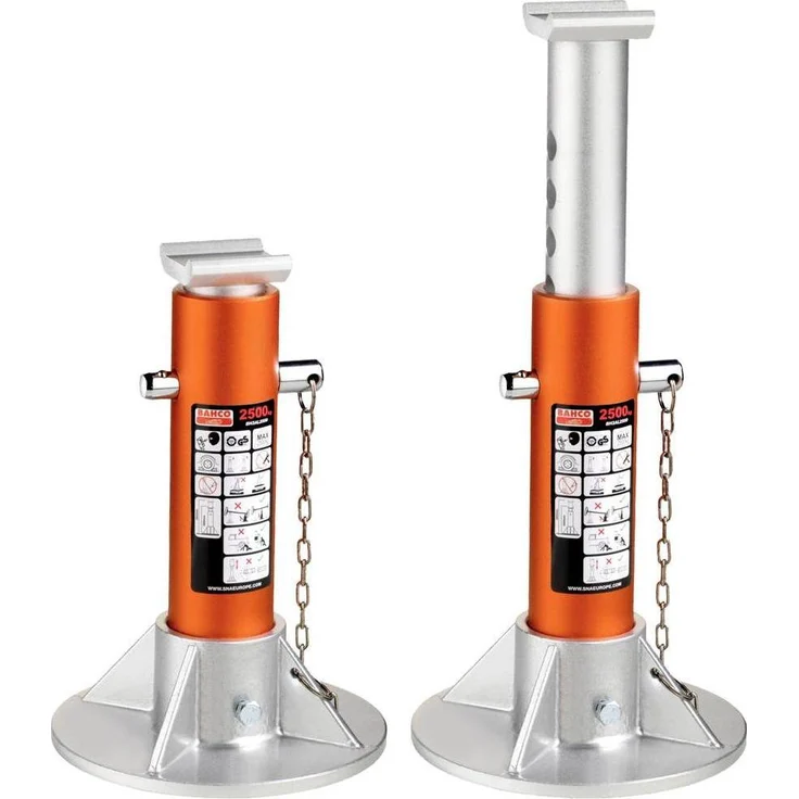 Bahco Aluminium-Unterstellböcke, Paar, für bis zu 2.5 t, höhenverstellbar 269 bis 390 mm, TÜV-zertifiziert, Kugelsicherungssystem