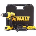 DeWalt DCD771-D2QW 18V Akku-Bohrmaschine + 2x 2.0ah 18V Akkus + Ladegerät, 2-Gang-Vollmetallgetriebe, elektronische Motorbremse, blau