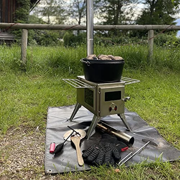 CampFeuer Feuerstelle Edelstahl Zeltofen, 51,5 x 42 x 216 cm, Zeltheizung Camping – Bild 4