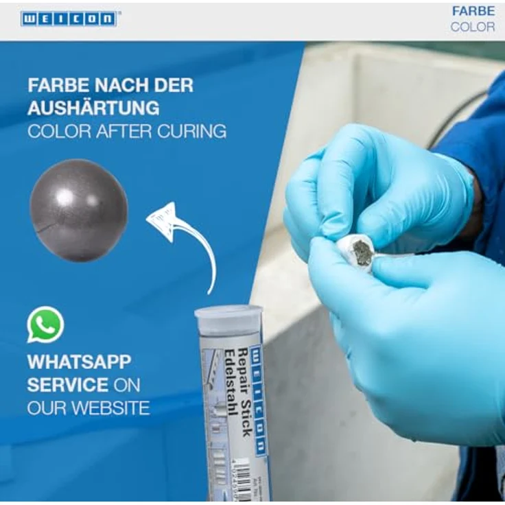 WEICON Repair Stick Edelstahl 57 g, schnelles Klebemittel für korrosionsbeständige Reparaturen an rostfreien Metallen – Bild 5