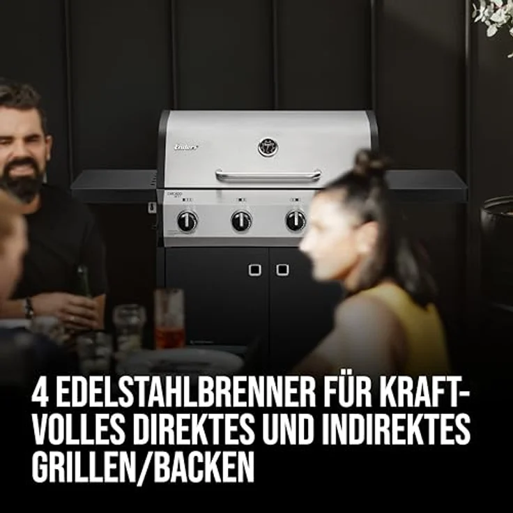 Enders® Gasgrill Chicago Next 4 R Turbo, 4-Edelstahlbrenner, doppelwandige Garhaube, Switch Grid™, 800° Turbo Zone™, schwarz – Bild 2