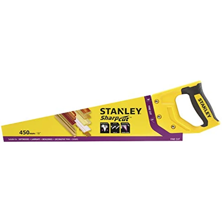 Stanley Handsäge Sharpcut (18''-450 mm, Fuchsschwanz mit 11 Zähne-Inch für feines Arbeiten, doppelt geschliffene, induktionsgehärtete Verzahnung) STHT20370-1 – Bild 3