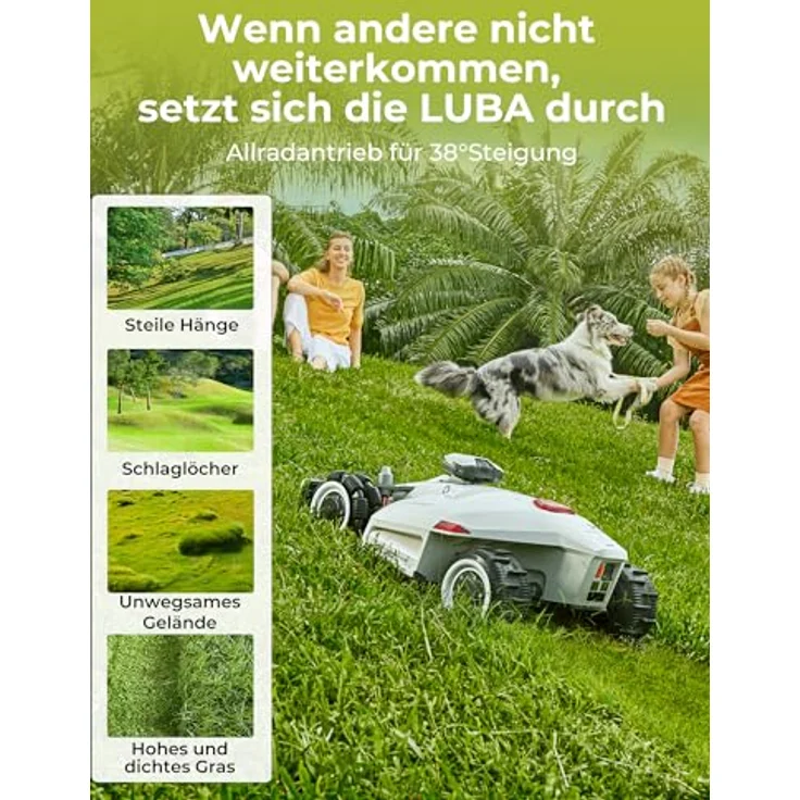 Mammotion MAMMOTION LUBA 2 AWD 5000 Mähroboter ohne Begrenzungskabel, 3D Vision+RTK Fusion-Mapping, Steigung 80%, 25-70mm Schnitthöhe, 40cm Schnittbreite – Bild 3