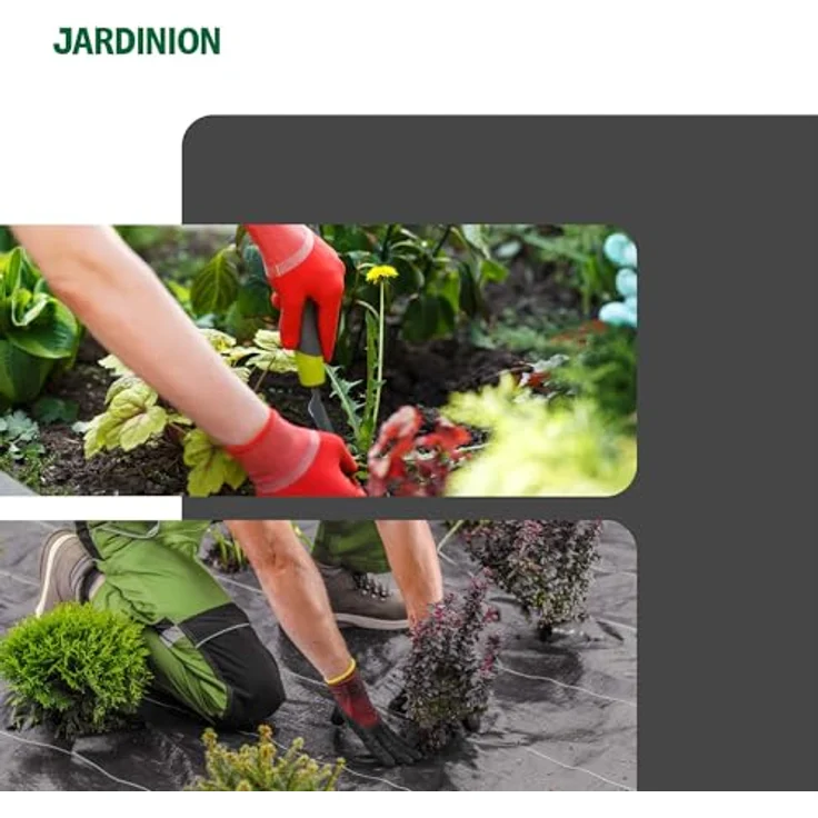 Jardinion Unkrautvlies 100g/m² 25m, wasserdurchlässige Unkrautfolie mit hoher UV-Beständigkeit, schwarz, inkl. 20 Erdanker GRATIS – Bild 3