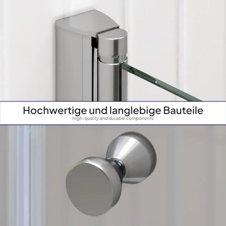 i-flair Duschtür 84-88 cm, 195 cm Höhe, mit 6 mm ESG Sicherheitsglas und Hebe-Senk Mechanismus, chromfarbener Griff und Aluminiumprofil – Bild 8