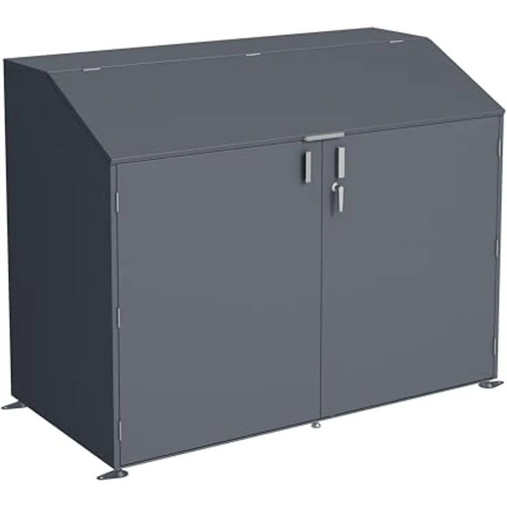 DEGAMO Fahrradgarage Freiburg, Metall anthrazit (RAL 7016), für bis zu 4 Fahrräder, wetterfest, abschließbar, 200x100x157cm – Bild 4