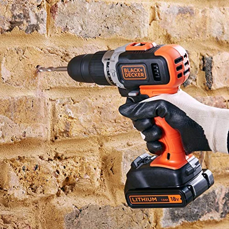 Black+Decker BCD003C2K-QW Hammerbohrer, 18 V, 21.000 ipm, inkl. 2 Lithium-Batterien, 1,3 Ah und Koffer – Bild 3