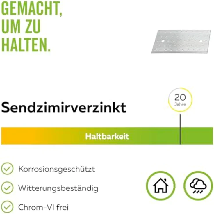 GAH-Alberts 331993 Lochplatte - sendzimirverzinkt, 200 x 80 mm - 25 Stück – Bild 8