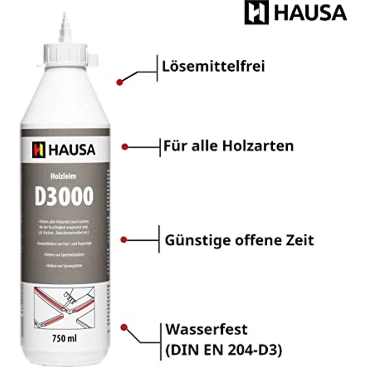 Holzleim Wasserfest D3 Weißleim Leim lösemittelfrei Holzkleber Baukleber Basteln Extra Stark für vielseitige Verleimungs- und Bastelarbeiten hitzebeständig 750 ml Flasche – Bild 2