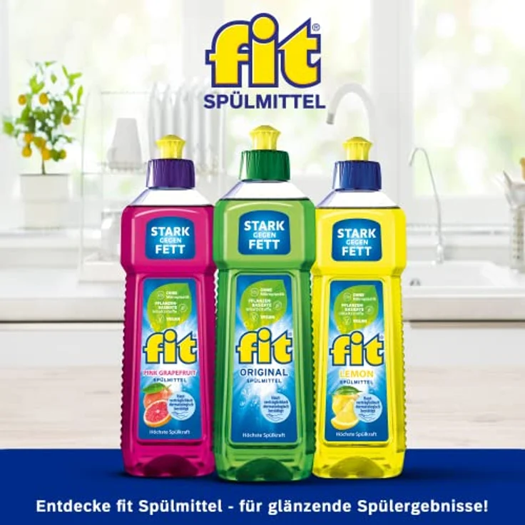 FIT fit Spülmittel Lemon 500ml, hohe Spülkraft im Kaltwasser, hautverträglich und sparsam im Verbrauch – Bild 6