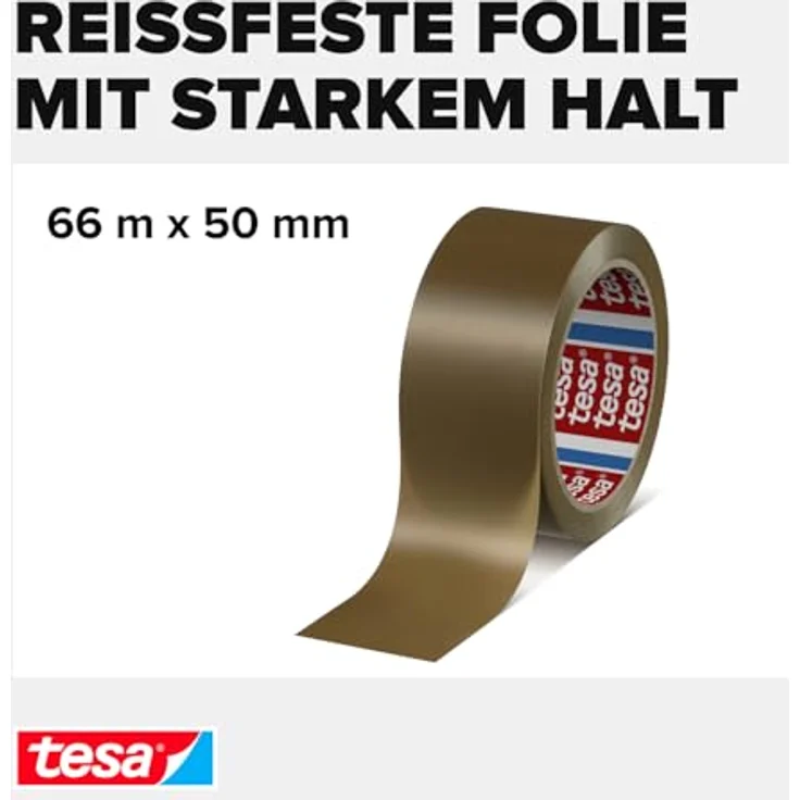 TESA Packband 4120, 50 mm breit, Länge 66 m, Paketband braun, Klebeband, robust – Bild 4