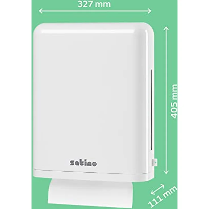 Satino by WEPA Papierhandtuchspender Interfold Large 331400 PT2, Hochglanz weiß, XXL Füllvolumen für bis zu 3 Packungen W-Falz/Z-Falz Handtuchpapier – Bild 2