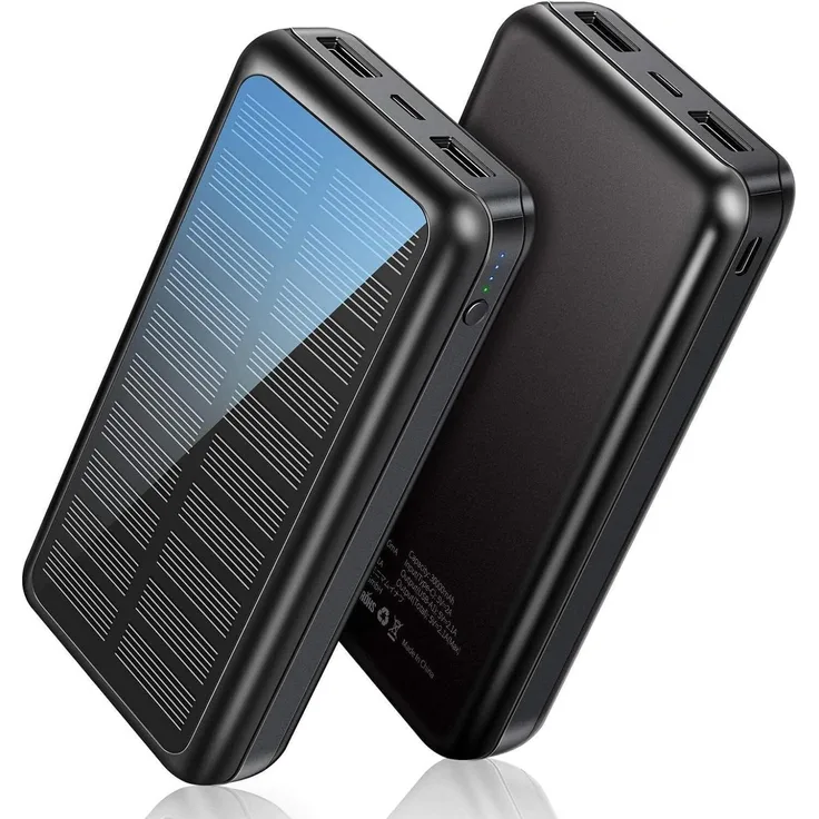 VIVITAR Solar Powerbank 30000 mAh, tragbares Solarladegerät mit Dual USB-Anschlüssen und schnellem Aufladen, inkl. Ladekabel, langlebiges Solarmodul, 2 Ausgänge, LED-Anzeige